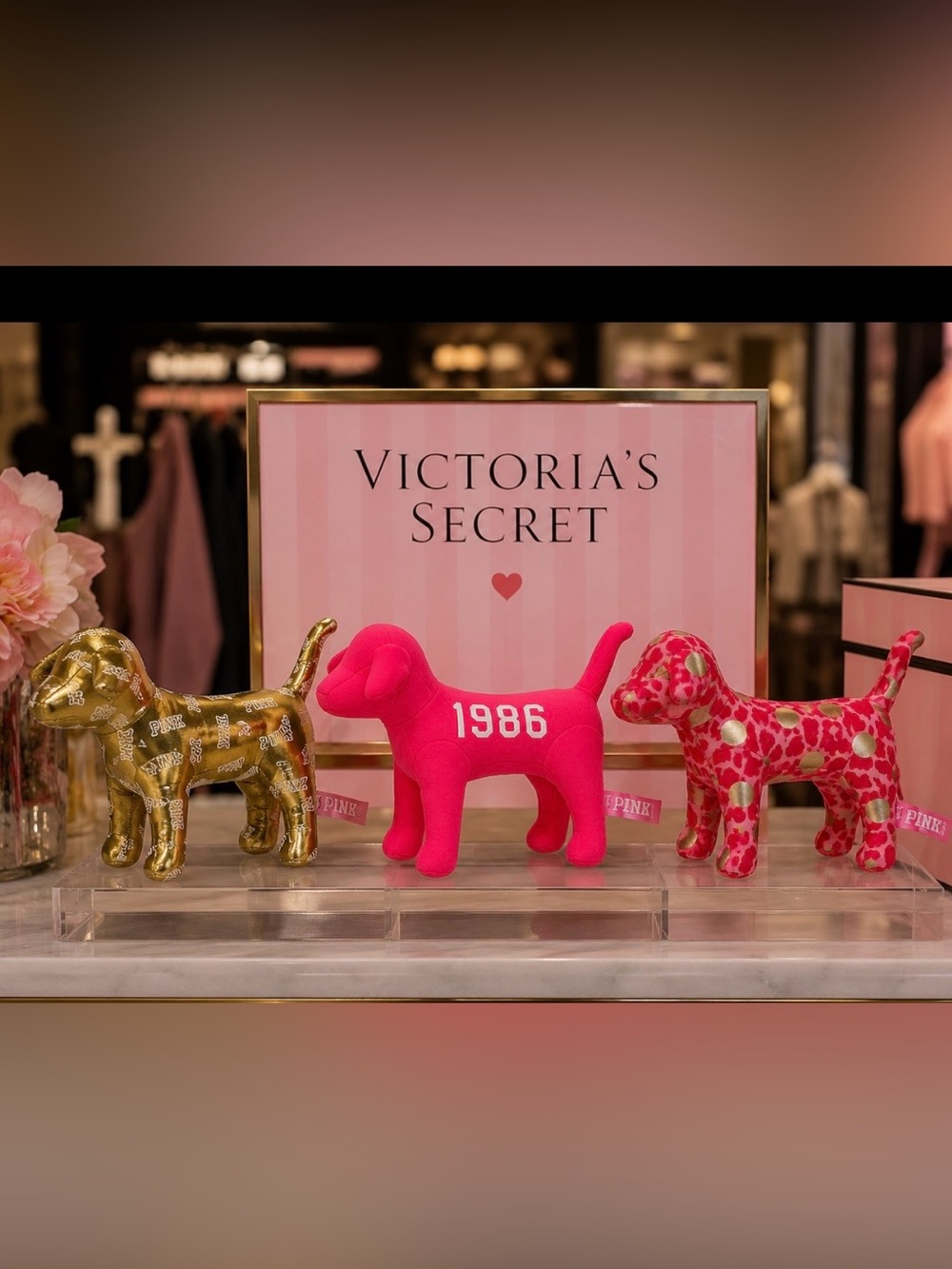 Victoria’s Secret Pink Stuffed Miniature Mascot Dogs Set of 3